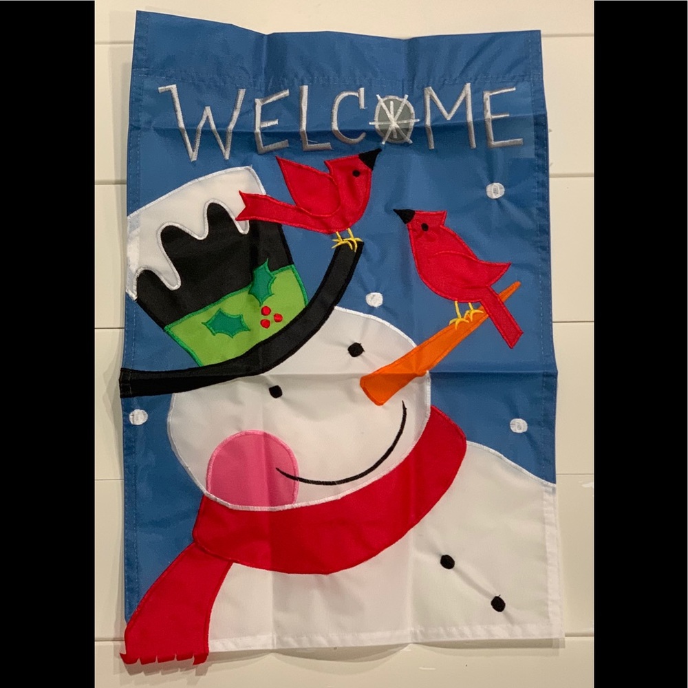 Jetmax Christmas Holiday Snowman Garden Flag NWT